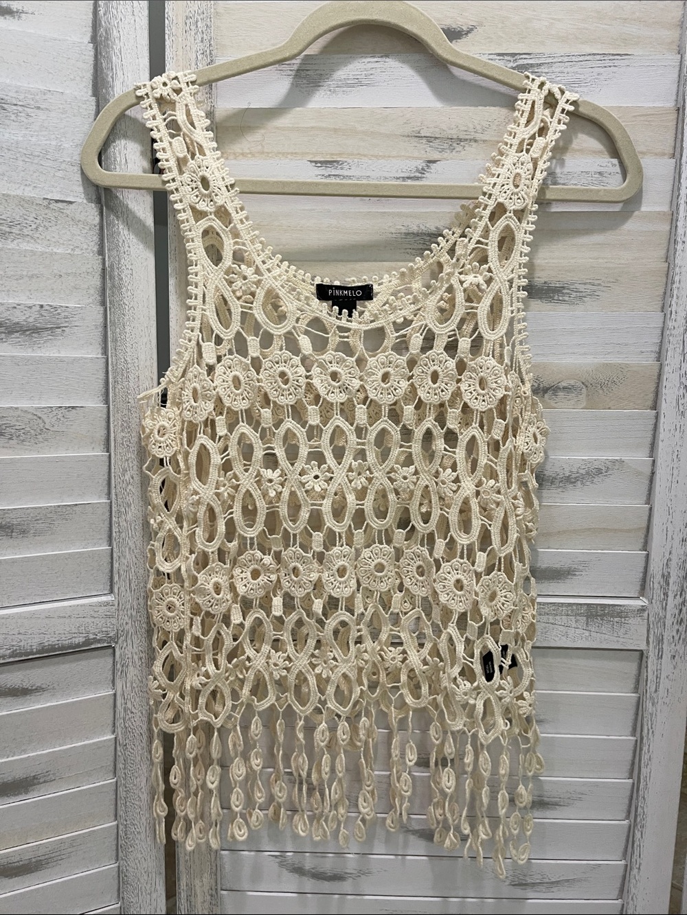 Cream Crochet Tank Top